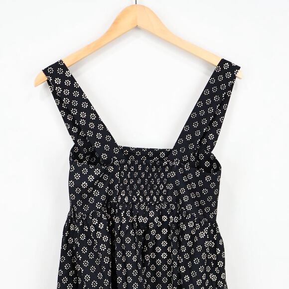 J.Crew Squareneck Cotton Poplin Midi Dress Block Print Black 6 NWT BROKEN ZIPPER - Picture 6 of 11